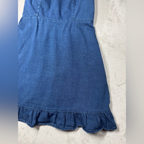 Old Navy Sleeveless Blue Jean Denim Mini Ruffle Hem 100% Cotton Dress Medium - Picture 5 of 16